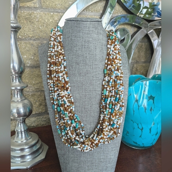 Textured,Beaded, Multi strand Necklace - Picture 1 of 13